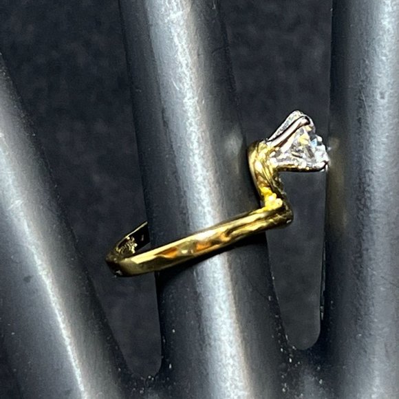 Vintage Uncas 14k HGE Gold And Rhinestone Statement Ring Sz 7 (R287) - Picture 2 of 6